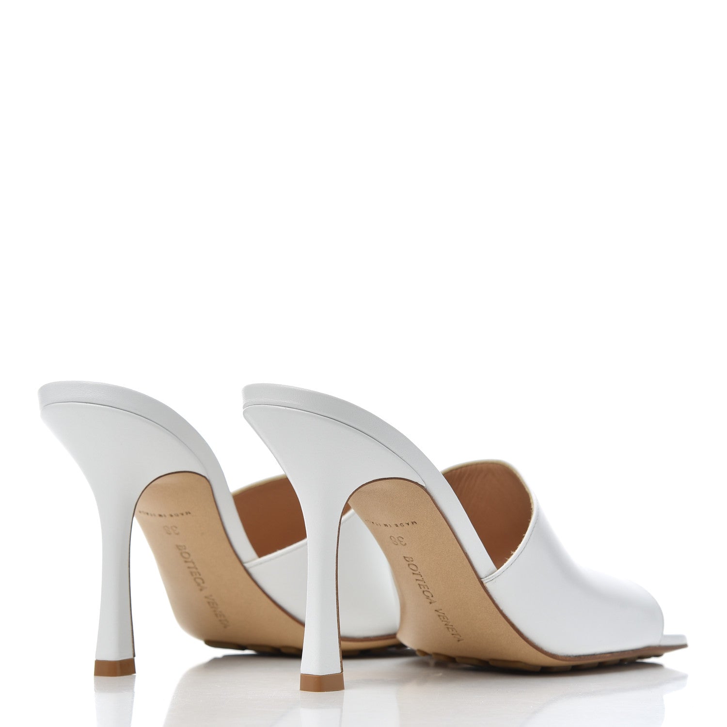 Bottega Veneta Lambskin Stretch Mule Sandals 38 Optic White 4 of 15