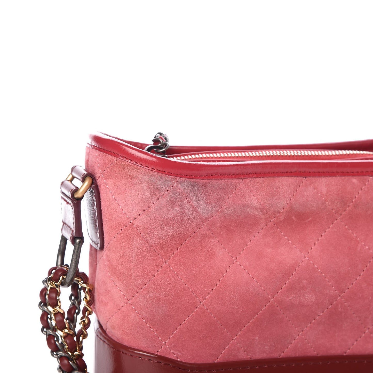Suede Quilted Small Gabrielle Hobo Red