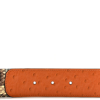 Gucci Ostrich Snakeskin Double G 40mm Belt 95 38 Gold Cloud Butter Ivory Paradise Cloud 3 of 5