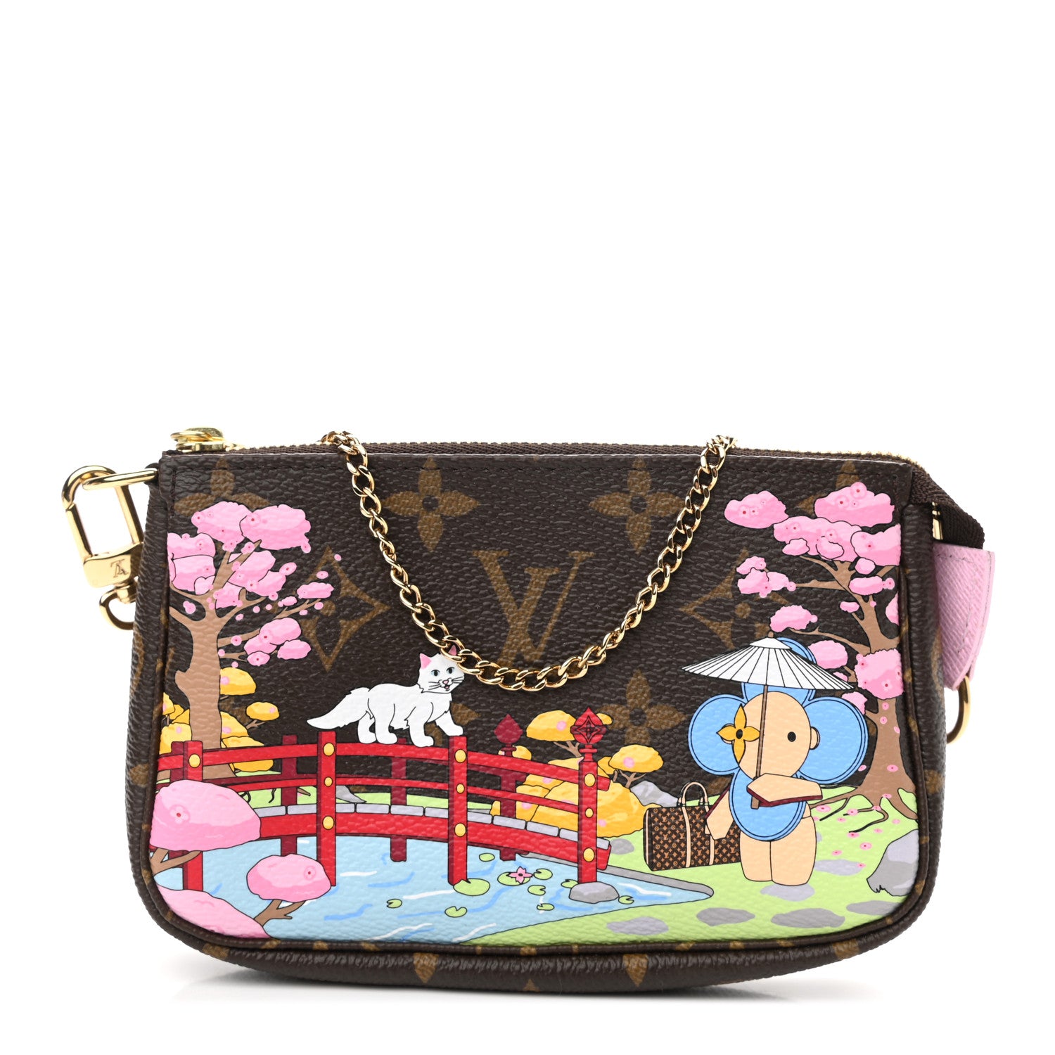 Louis Vuitton Monogram 2021 Christmas Animation Japanese Garden Mini Pochette Accessories Wisteria Pink 1 of 10