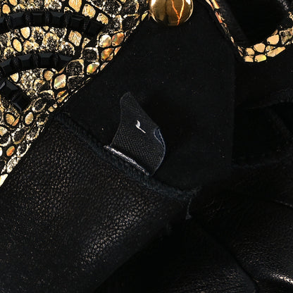Chanel Lambskin Sequin Fingerless Gloves 7.5 Black Gold 4 of 4