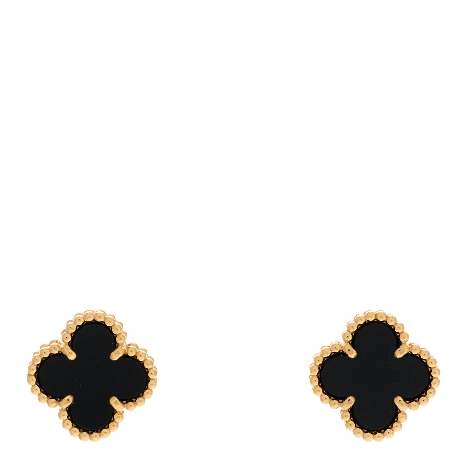 Van Cleef & Arpels 18K Yellow Gold Black Onyx Sweet Alhambra Earrings 1 of 5
