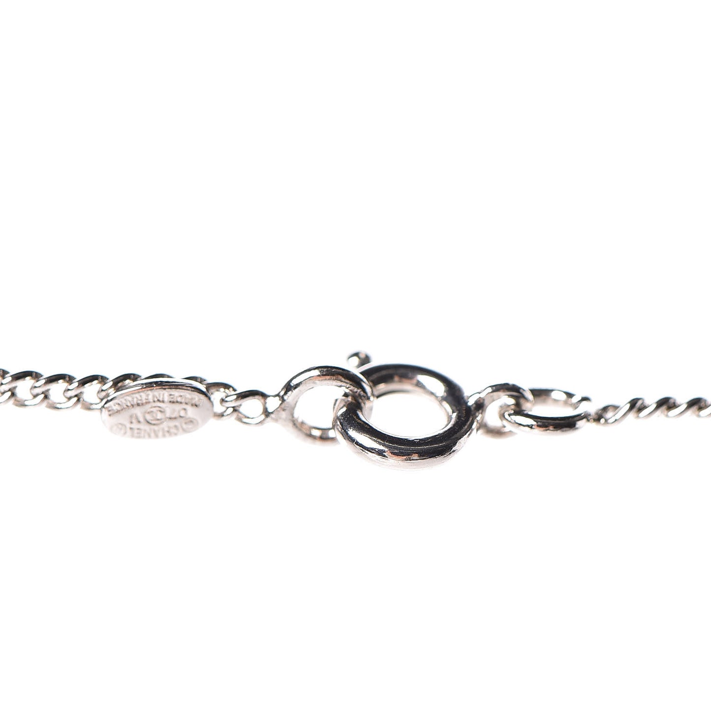 Enamel CC Necklace White Silver