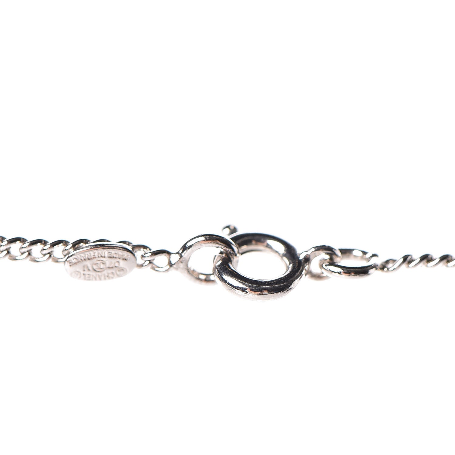 Chanel Enamel CC Necklace White Silver 6 of 8