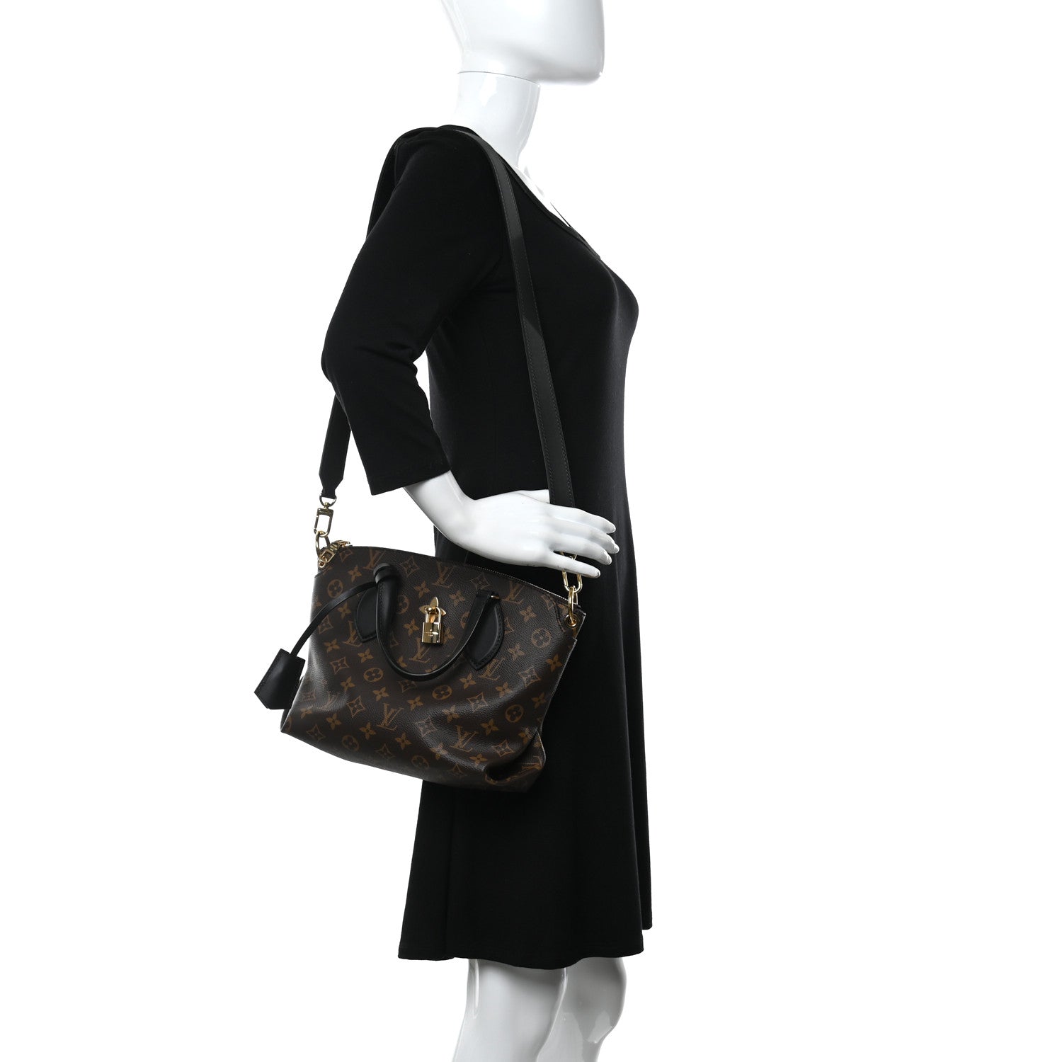 Louis Vuitton Monogram Flower Zipped Tote PM Black 5 of 14