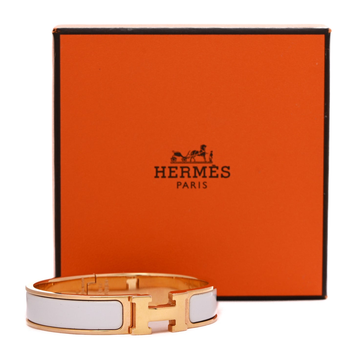 Enamel Narrow Clic Clac H Bracelet PM White