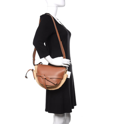 Loewe Calfskin Raffia Small Gate Crossbody Bag Natural Tan 2 of 9