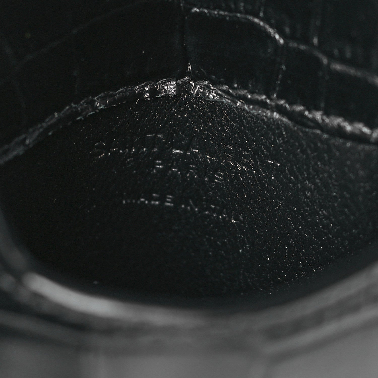 Saint Laurent Calfskin Crocodile Embossed Phone Holder Crossbody Black 6 of 9