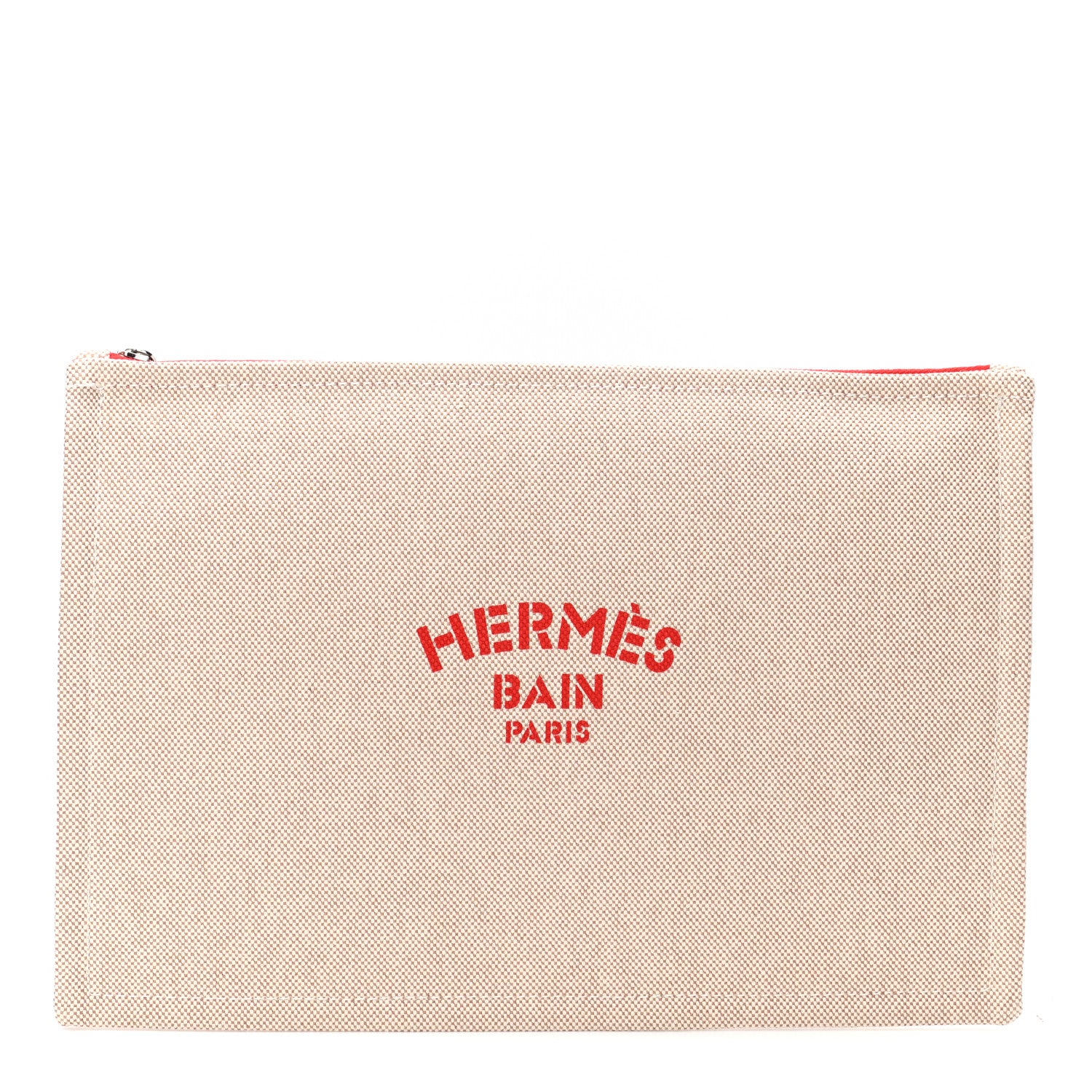 Hermes Toile Flat Yachting Pouch Rouge 1 of 6