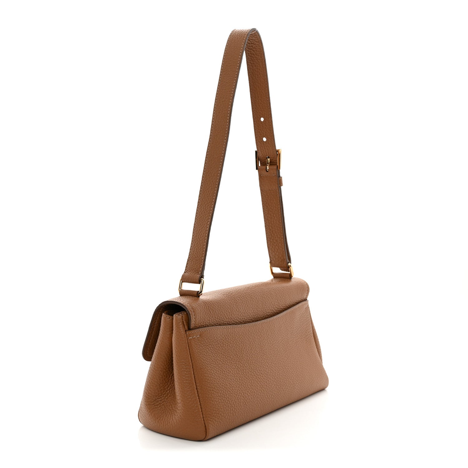 Prada Vitello Daino Soft Flap Shoulder Bag Cognac 3 of 9