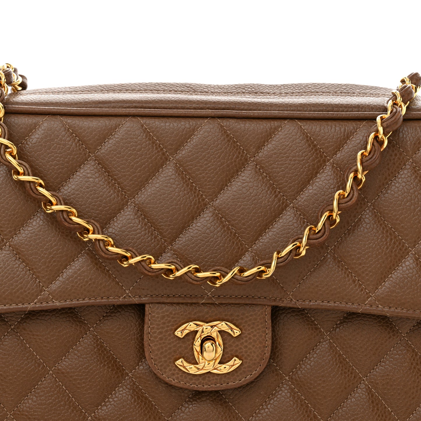 Caviar Quilted Camera Case Brown