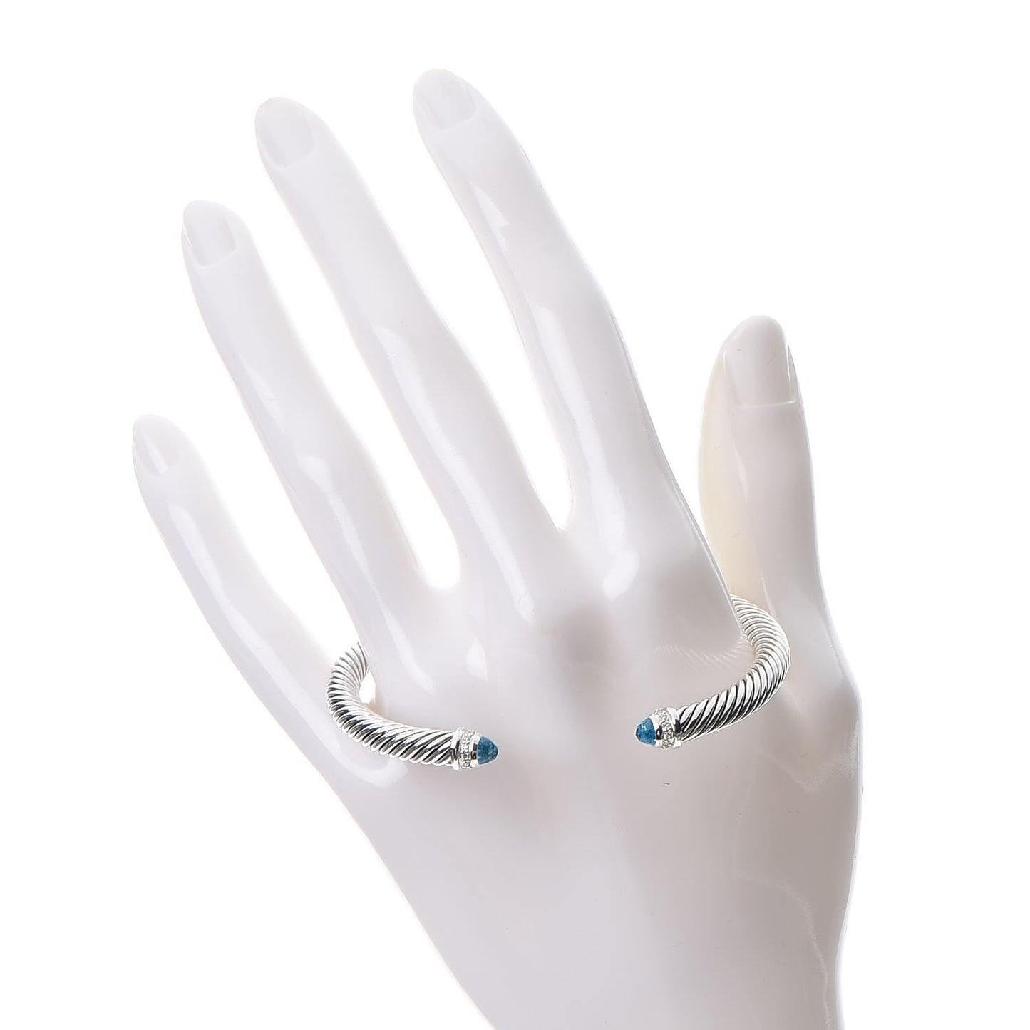 Sterling Silver Diamond Blue Topaz 5mm Cable Classics Bracelet
