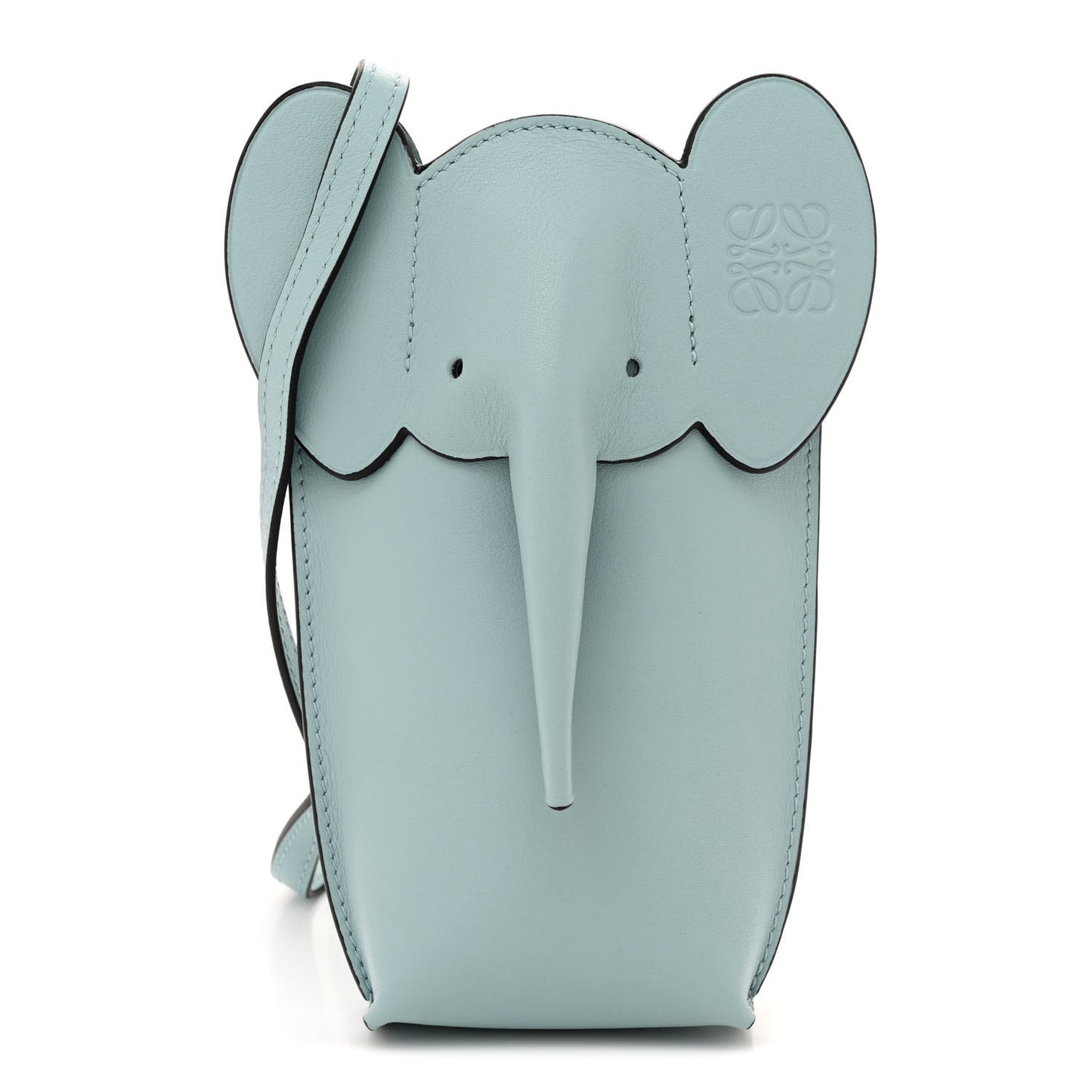 Calfskin Elephant Pouch Crossbody Bag Dusty Blue