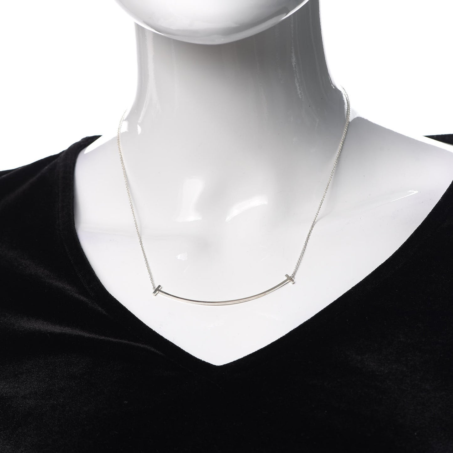 Sterling Silver Large T Smile Pendant Necklace