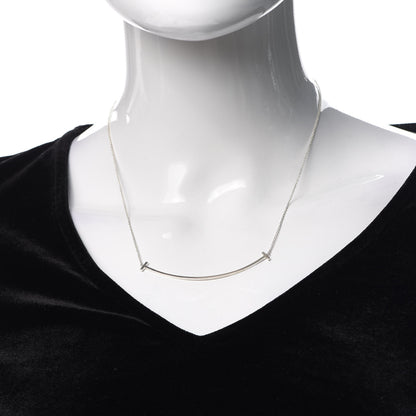 Tiffany Sterling Silver Large T Smile Pendant Necklace 2 of 5