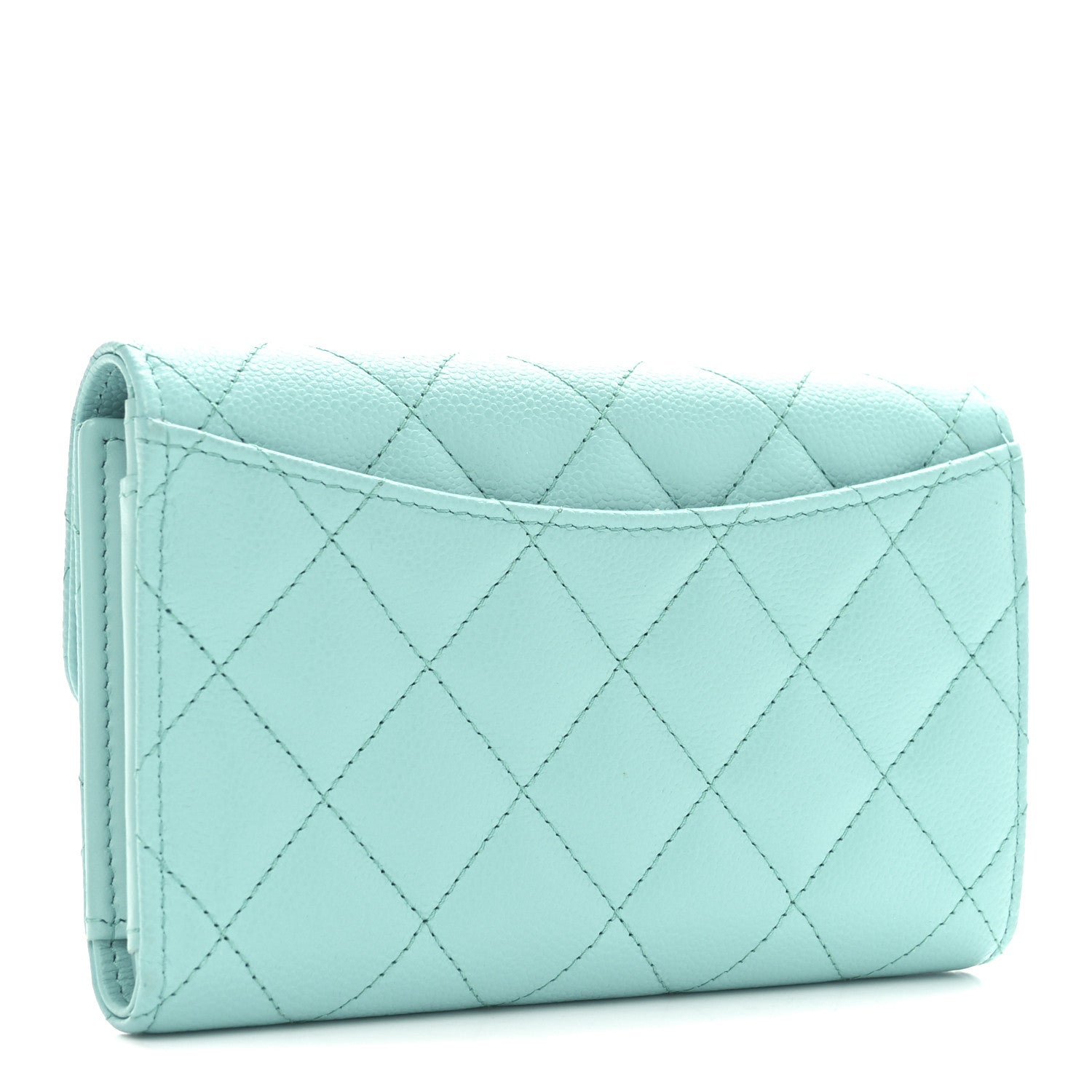 Chanel Caviar Quilted Medium Flap Wallet Light Blue 3 of 8