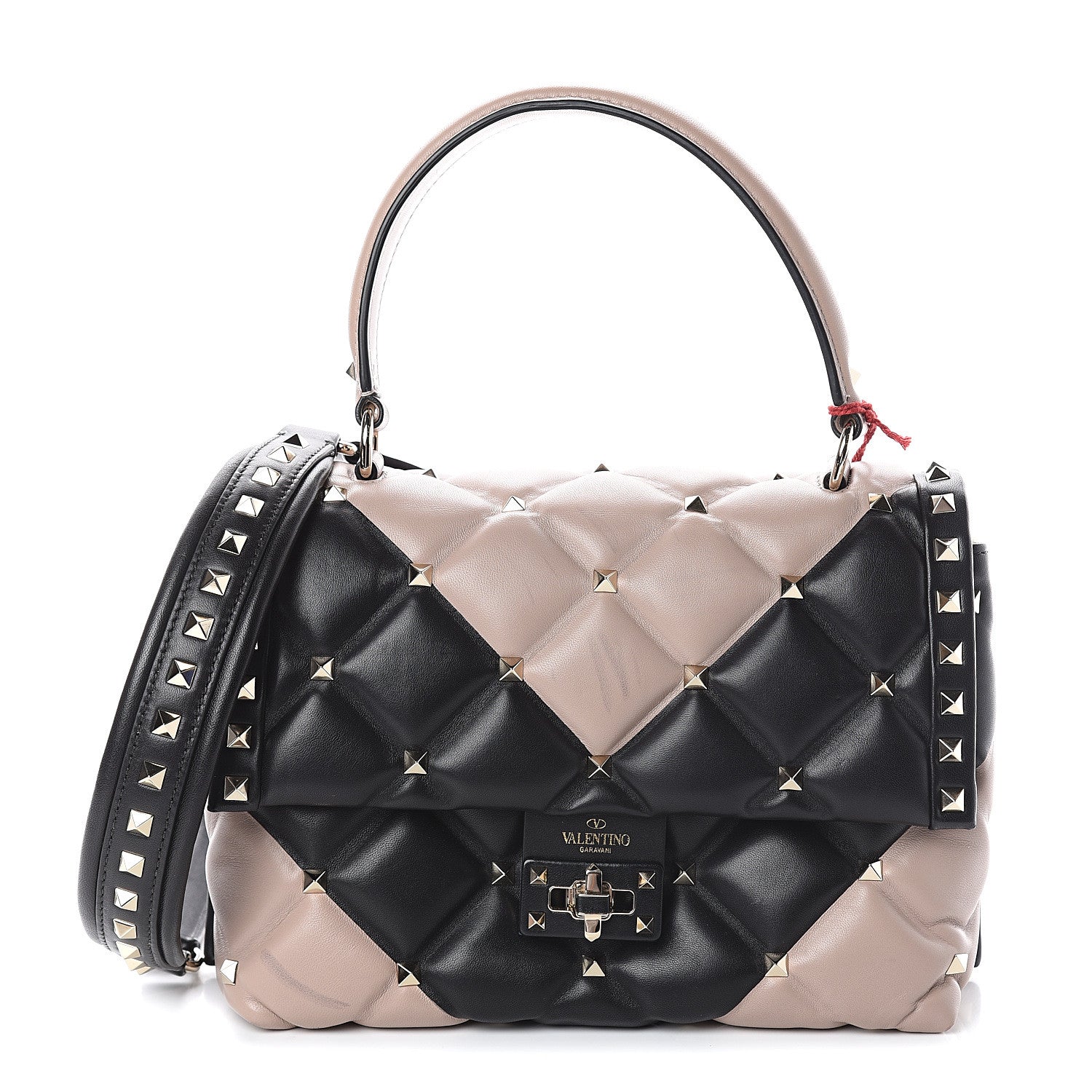 Valentino Garavani Nappa Medium Candystud Top Handle Bag Black Poudre 1 of 8