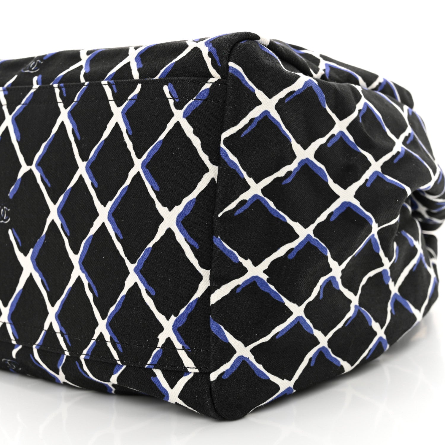 Chanel Canvas Printed Airline Drawstring Bag Black Blue 10 of 12