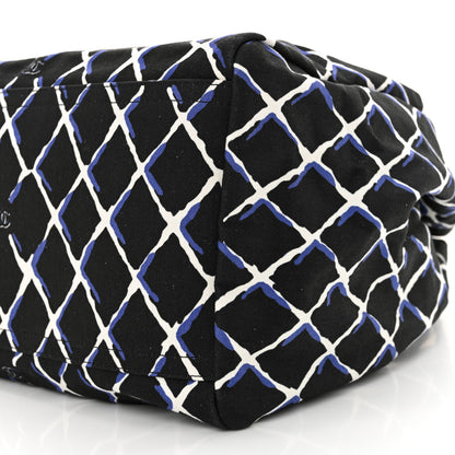 Chanel Canvas Printed Airline Drawstring Bag Black Blue 10 of 12