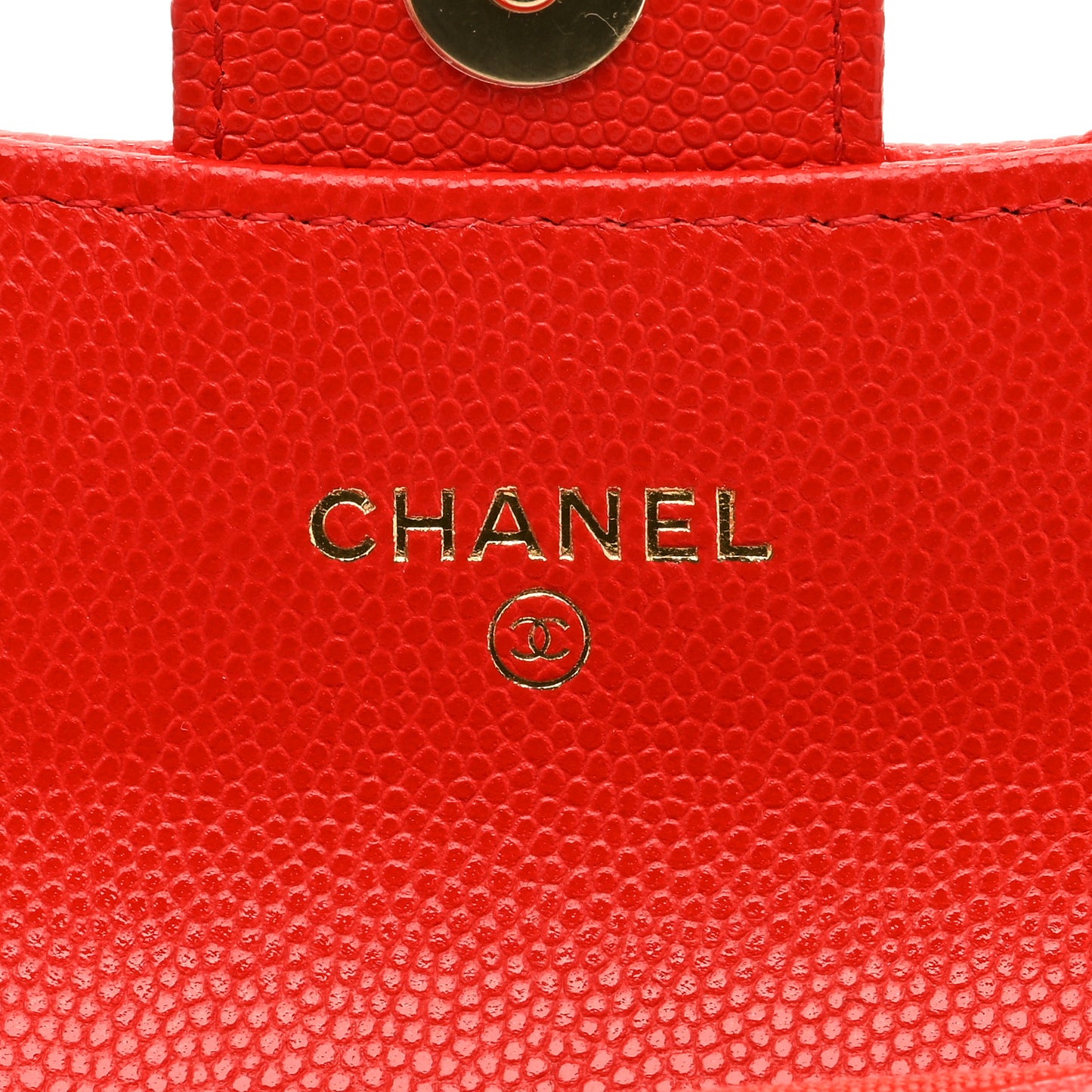 Caviar Quilted Flap Card Holder Chain Wristlet Red