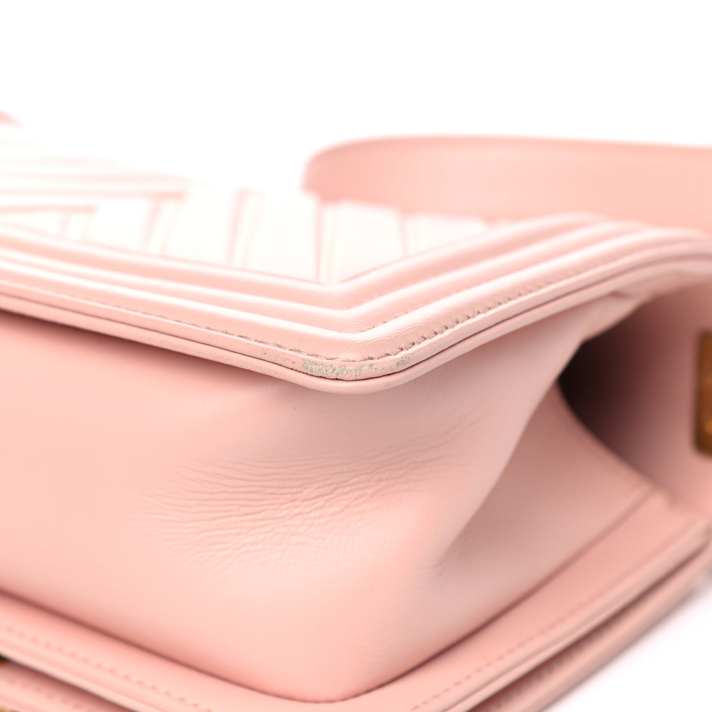 Painted Calfskin Chevron Embossed Small Boy Flap Nude