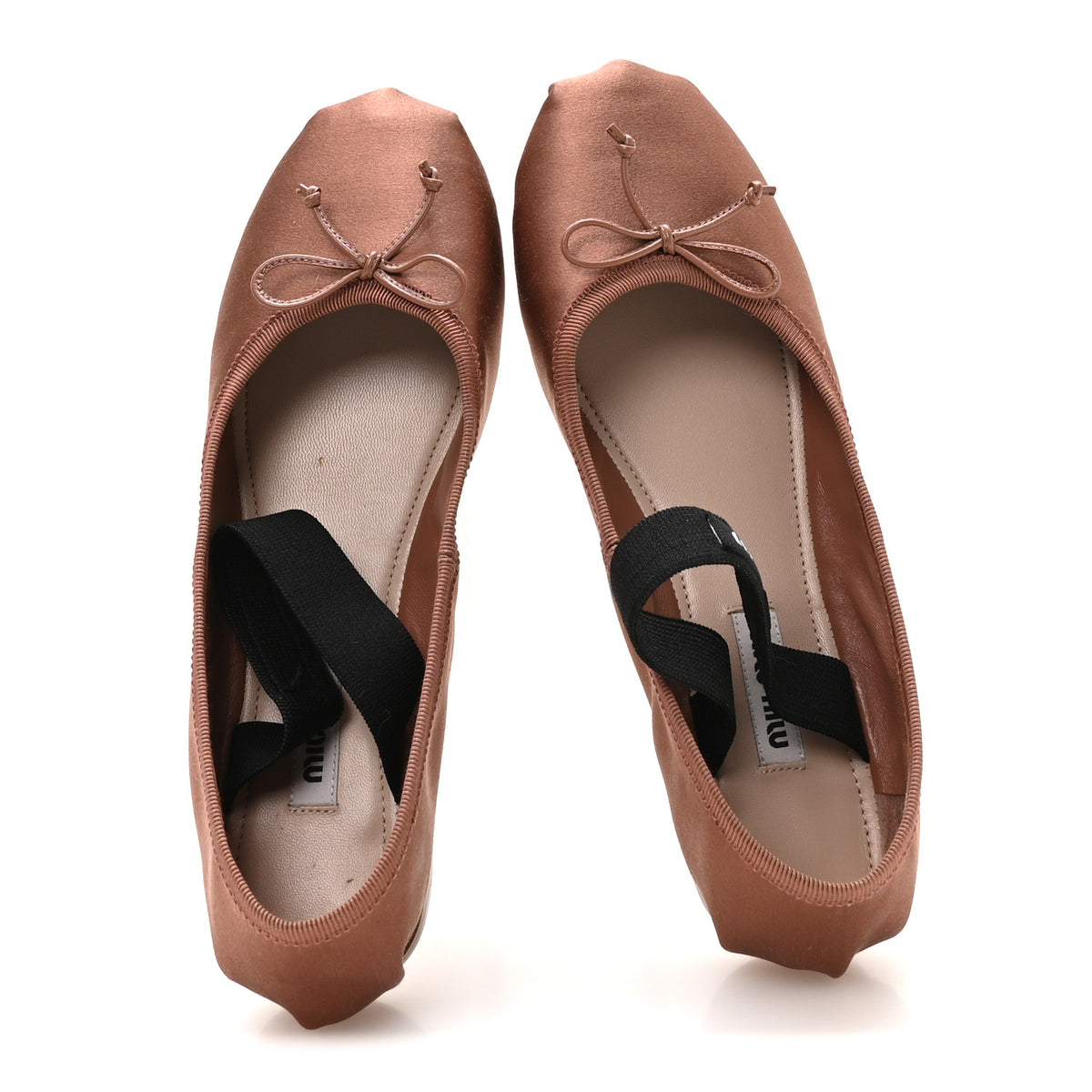 Satin Logo Ballerina Flats 35.5 Cacao