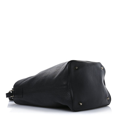 Burberry Grainy Calfskin Canvas Mega Check Medium Ashby Hobo Black 4 of 12
