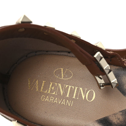 Valentino Garavani Canvas Leopard Print Rockstud Ankle Wrap Espadrille Flatform Sandals 41 Brown 9 of 13