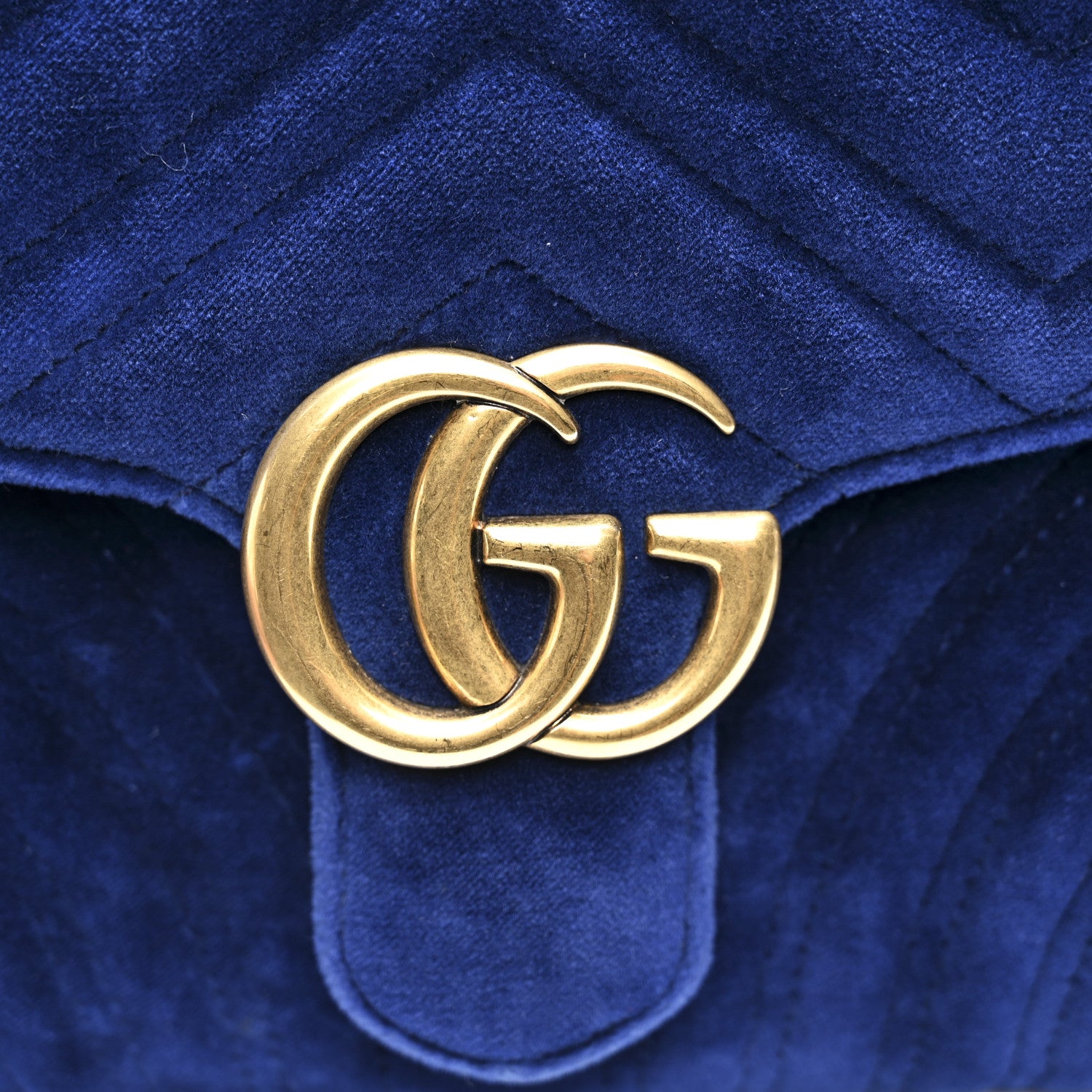 Gucci Velvet Matelasse GG Marmont Clutch Cobalt Blue 1841866