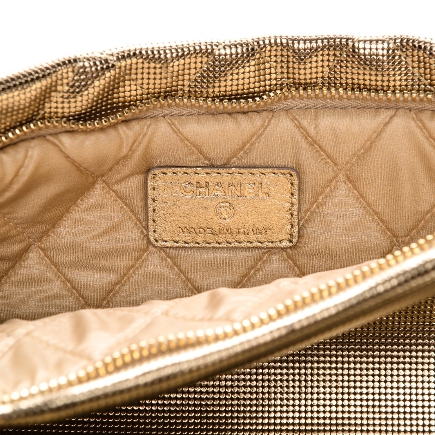 Chanel Metallic Calfskin Quilted Pixel Effect CC Beauty Clutch Dark Gold 7 of 8