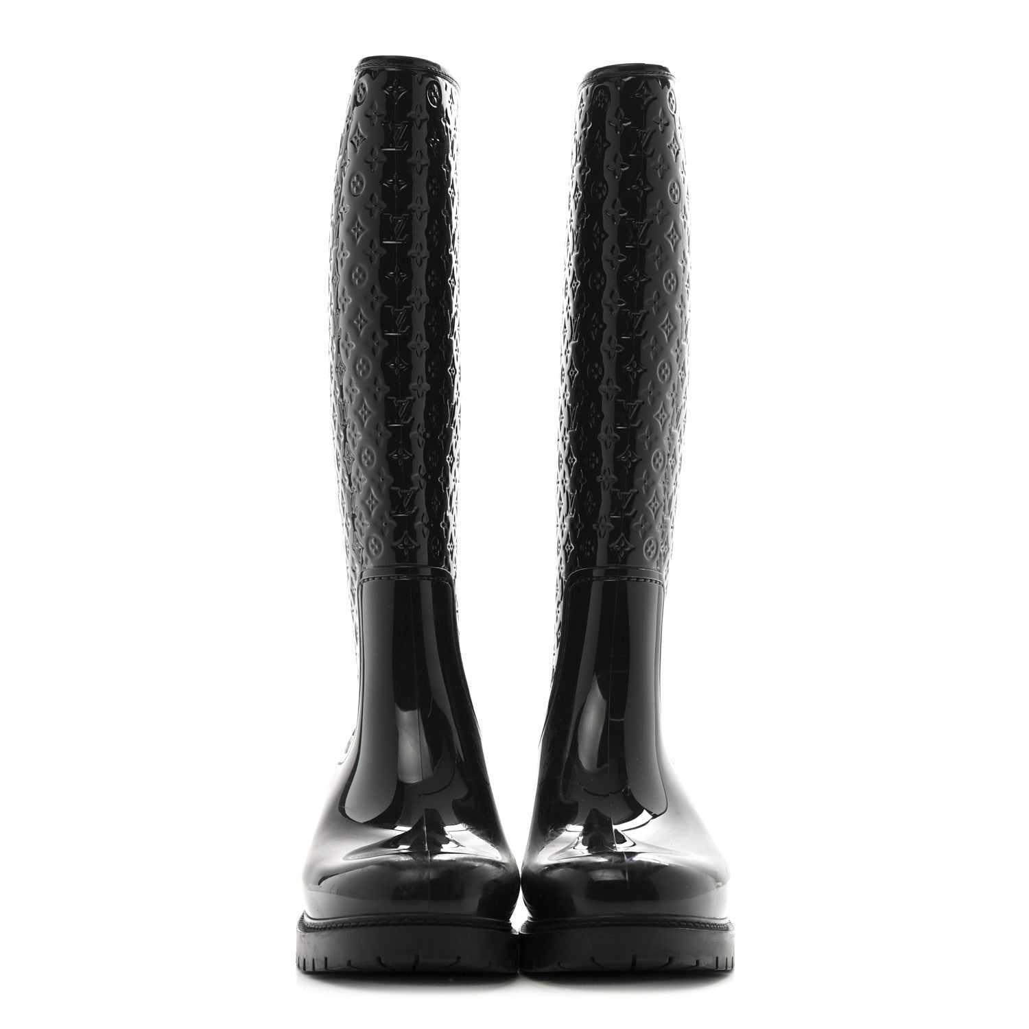 Louis Vuitton Rubber Embossed Monogram Splash Rain Boots 36 Black 2 of 9