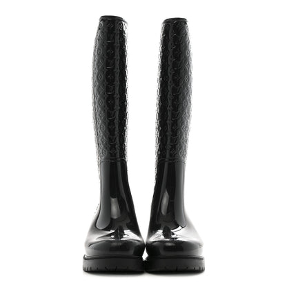 Louis Vuitton Rubber Embossed Monogram Splash Rain Boots 36 Black 2 of 9