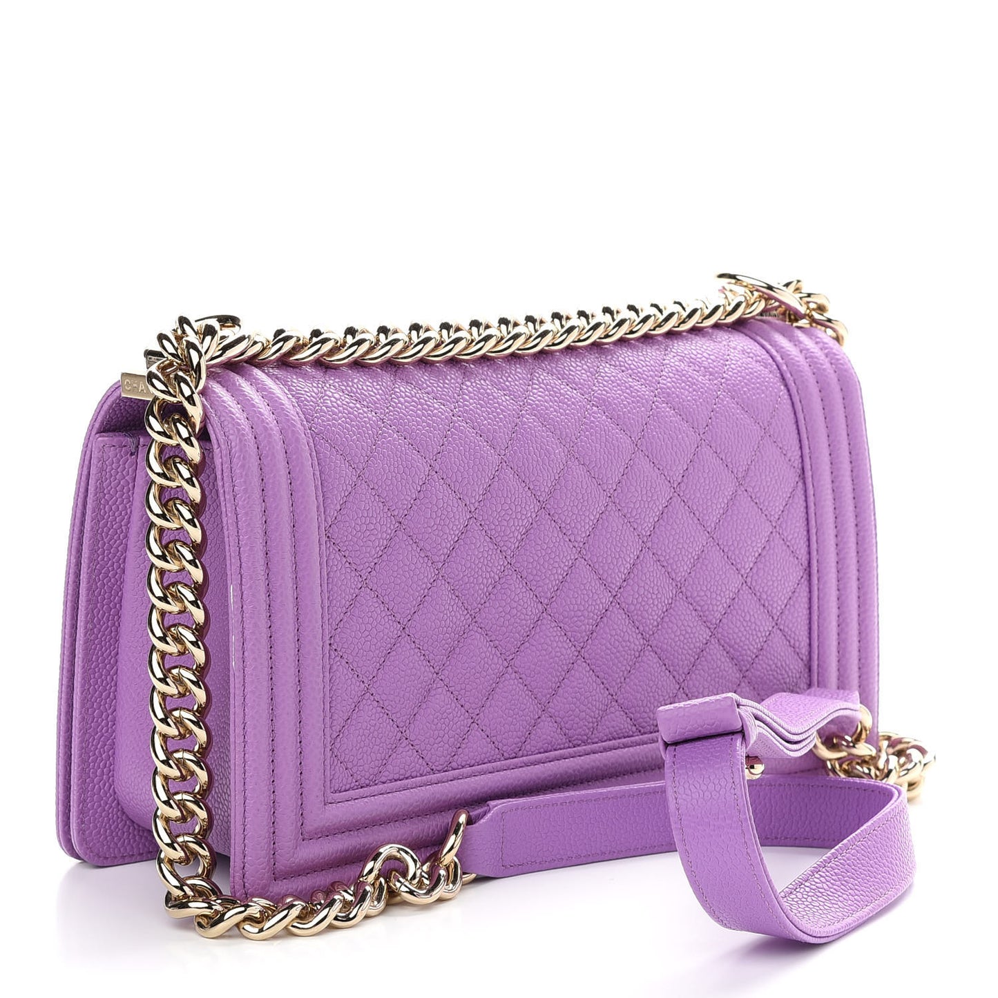 Caviar Quilted Medium Boy Flap Purple