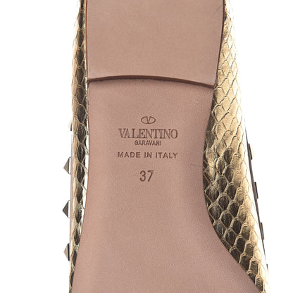 Valentino Garavani Metallic Elaphe Rockstud Ballerina Flats 37 Gold Poudre 6 of 10