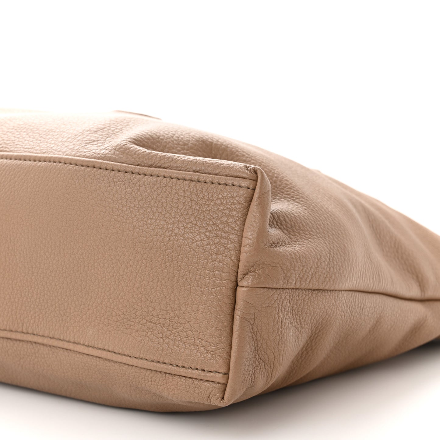 Vitello Daino Embossed Logo Shopping Tote Noisette