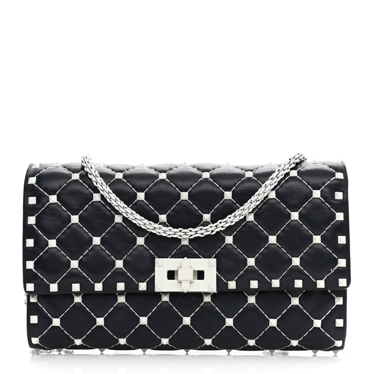 Lambskin Free Rockstud Spike Wallet On Chain Marine