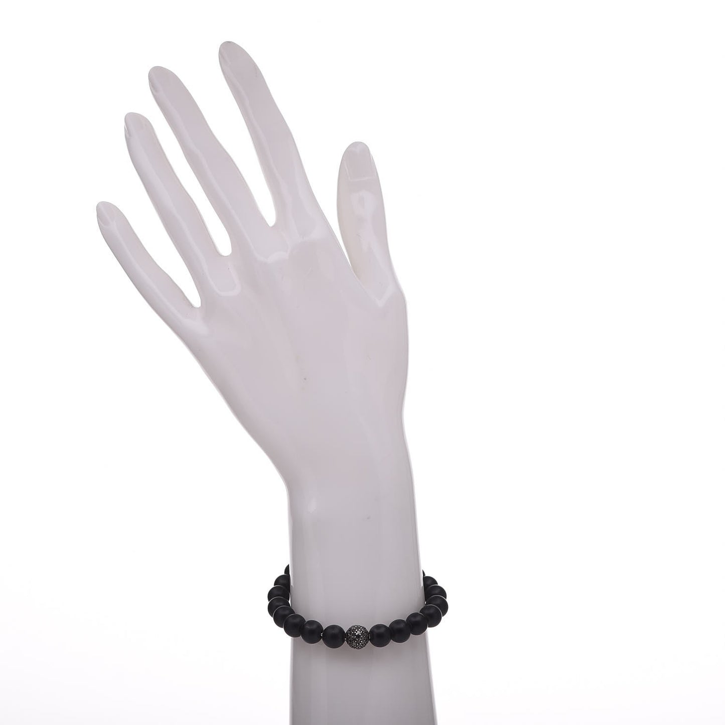 Sterling Silver Black Diamond Onyx 8mm Spiritual Beads Bracelet