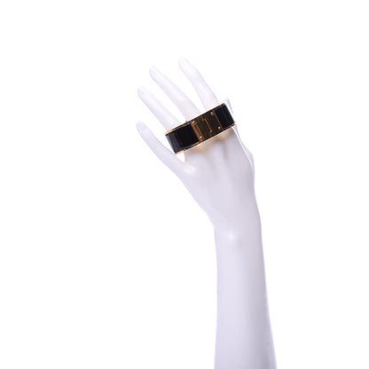 Hermes Enamel Charniere Uni Wide Hinged Bracelet M Black 2 of 5