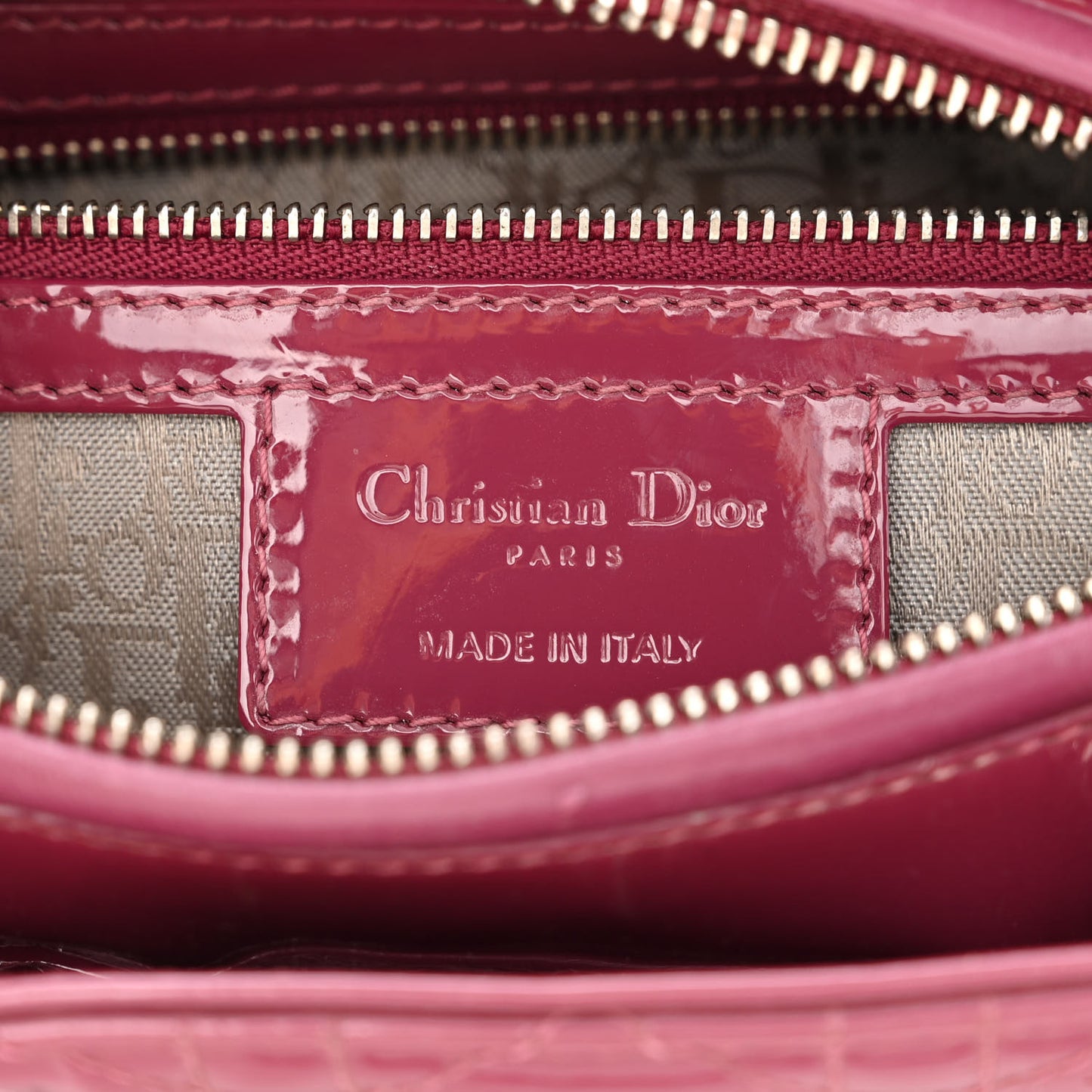 Patent Cannage Medium Lady Dior Dark Pink