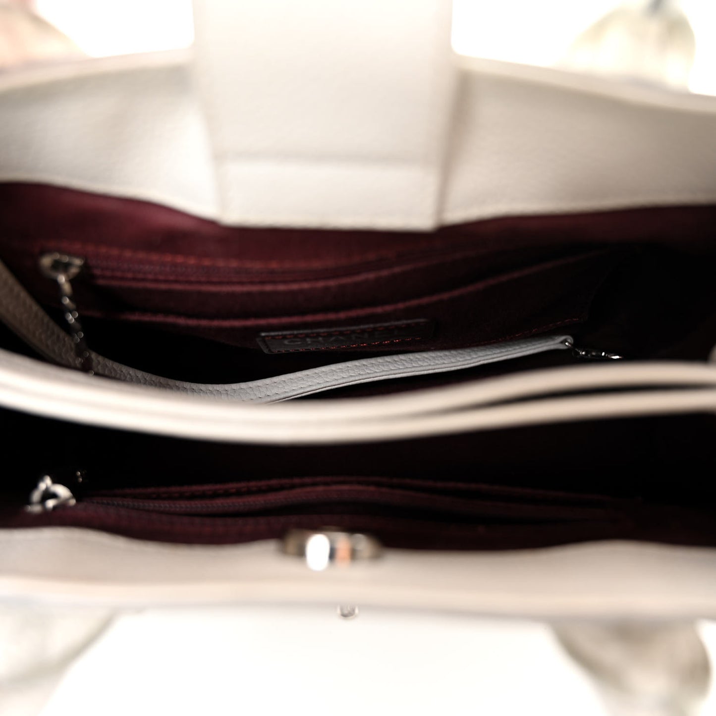 Grained Calfskin Mini Neo Executive Shopper Tote White