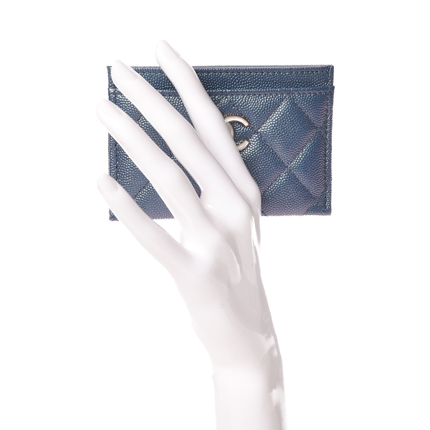 Chanel Iridescent Caviar Quilted Card Holder Dark Blue 2 of 9