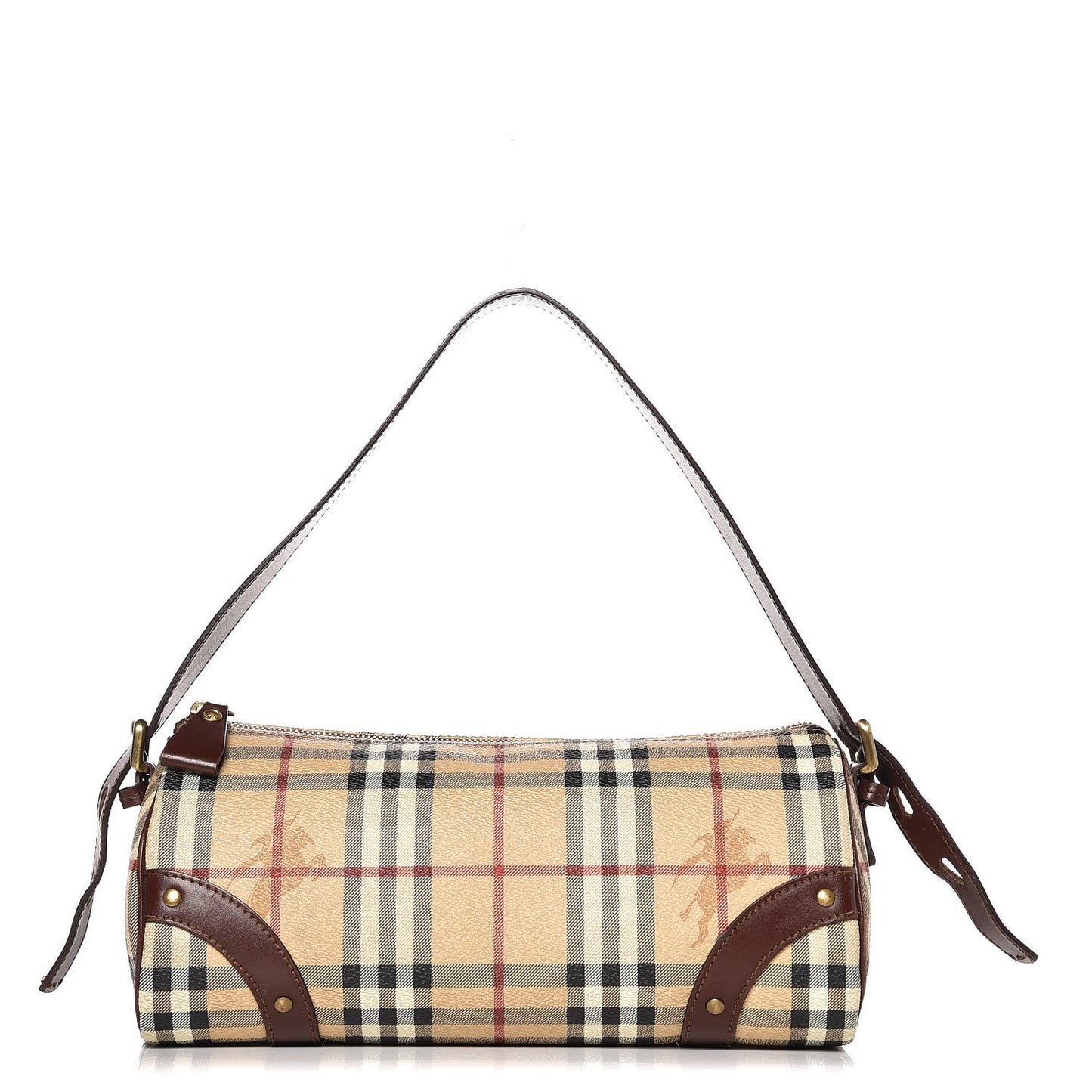 Haymarket Check Studded Barrel Bag Chocolate