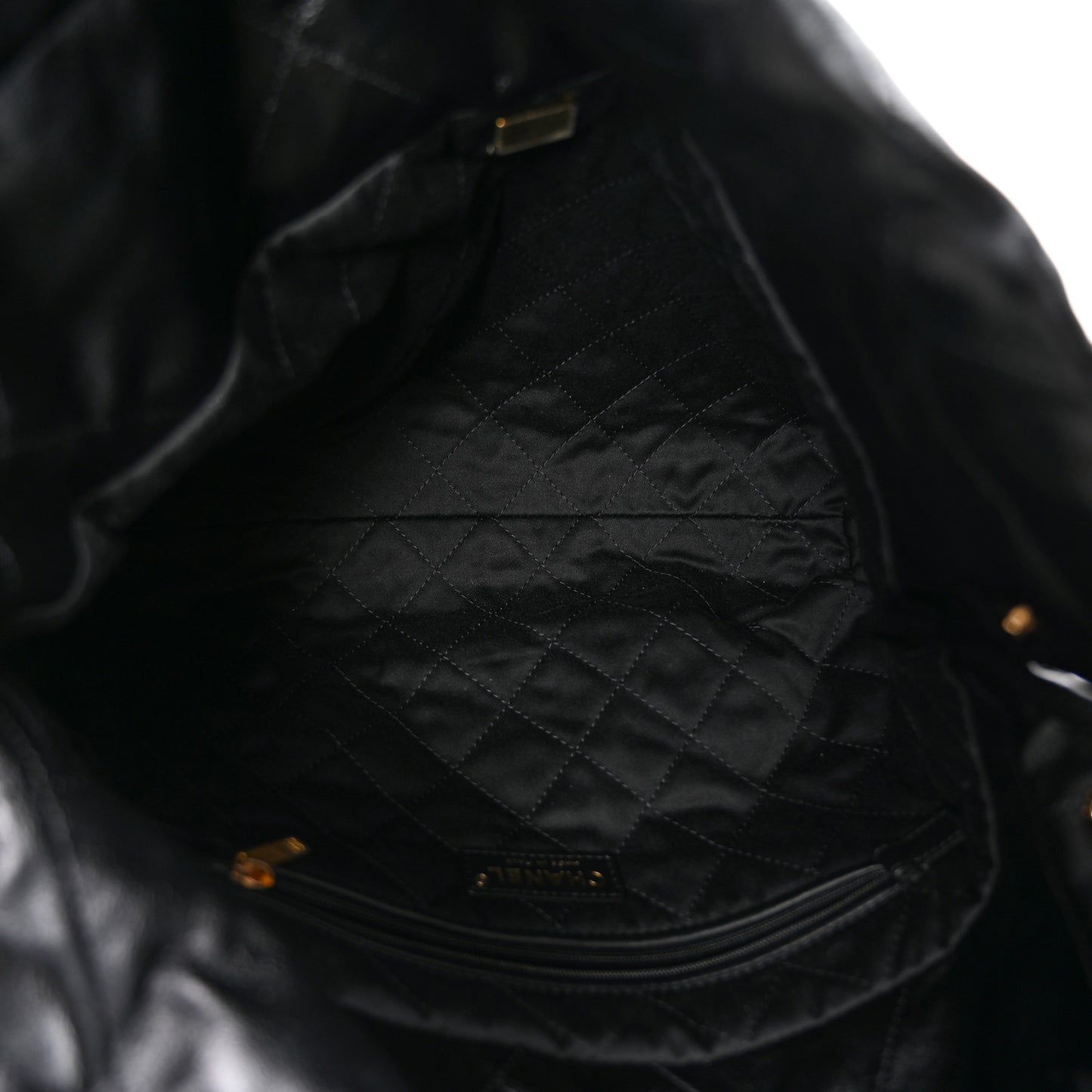 Shiny Calfskin Quilted Small Chanel 22 Black
