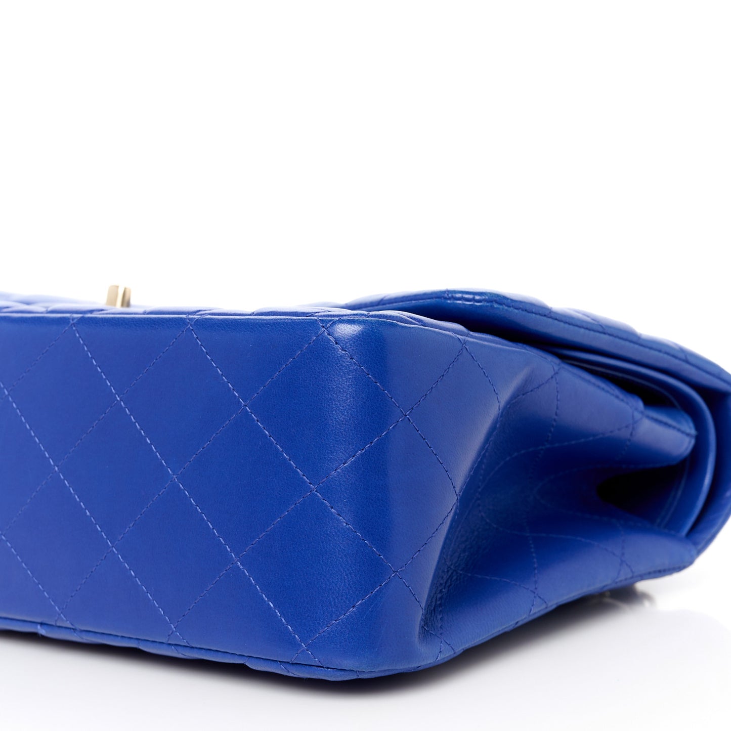 Lambskin Quilted Jumbo Double Flap Blue