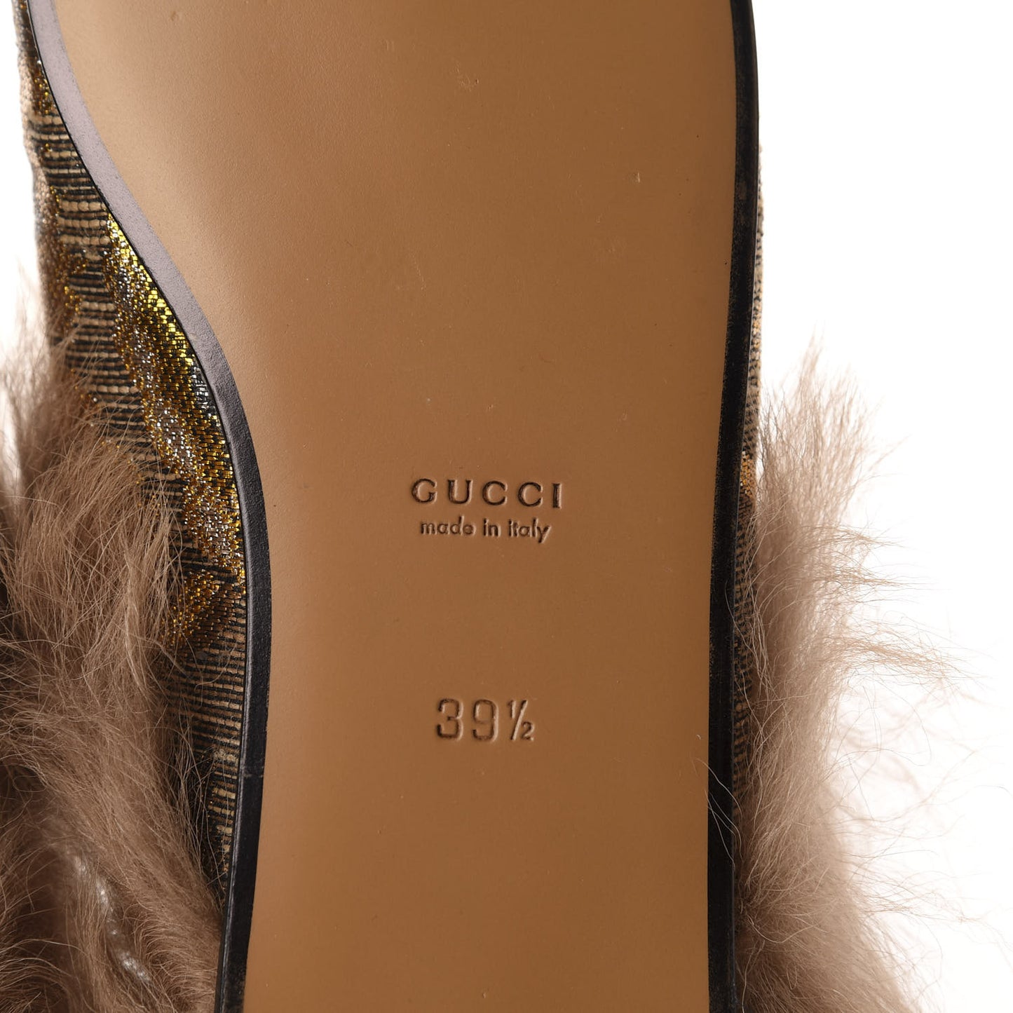 Brocade Fur Womens Princetown Slippers 39.5