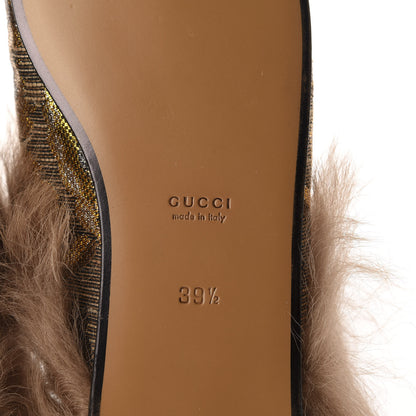 Gucci Brocade Fur Womens Princetown Slippers 39.5 7 of 9