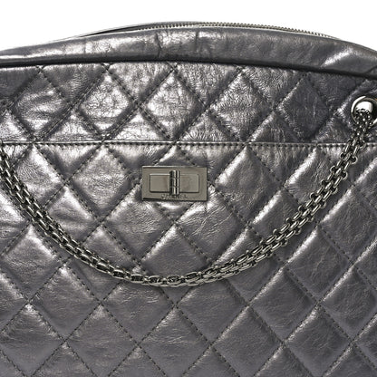 Chanel Metallic Aged Calfskin Quilted Large Reissue Camera Case Dark Silver 15 of 19