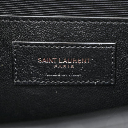 Saint Laurent Grain De Poudre Textured Mixed Matelasse Triquilt Medium Monogram Monochrome Satchel Black 6 of 11