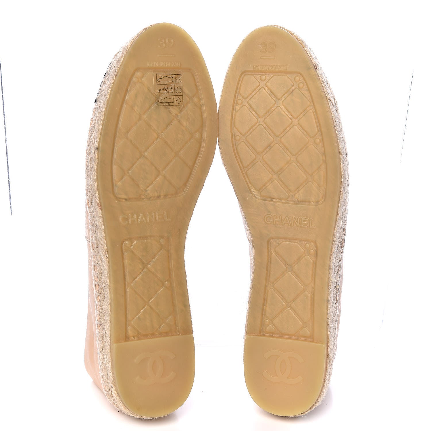 Chanel Lambskin CC Espadrilles 39 Beige Black 5 of 11