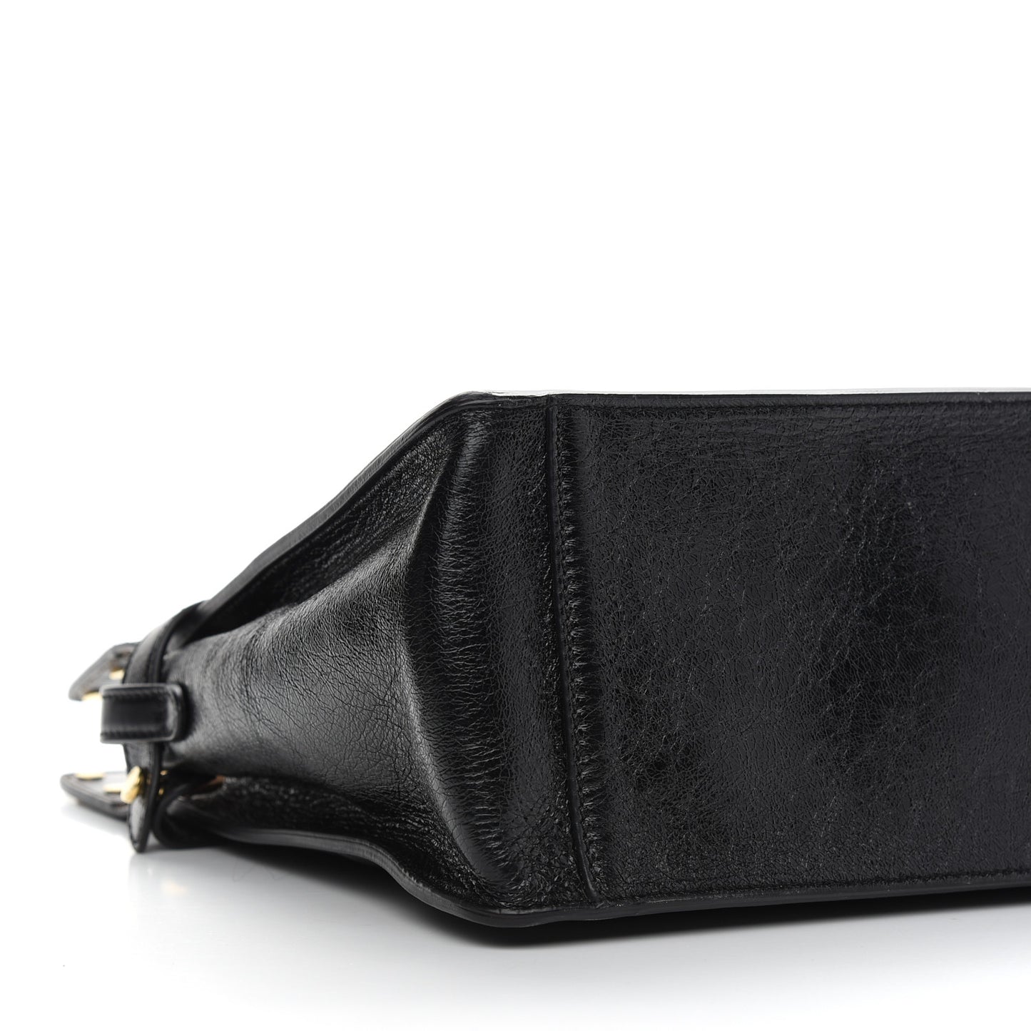 Agnello Old Shine Vitello Go Rain Small Flip Tote Black Marrone